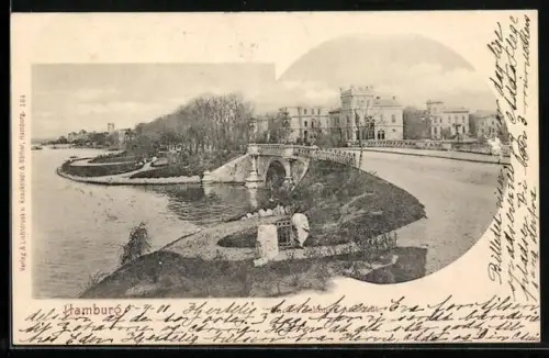 AK Hamburg-Uhlenhorst, Aussenalster, Strasse & Villen Schöne Aussicht