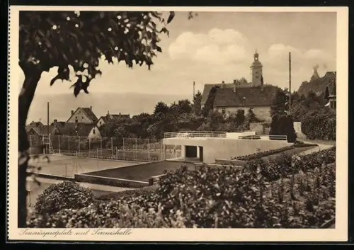 AK Gundelsheim a. N., Tennisplatz, Tennishalle, Kuranstalt Schloss Hornegg