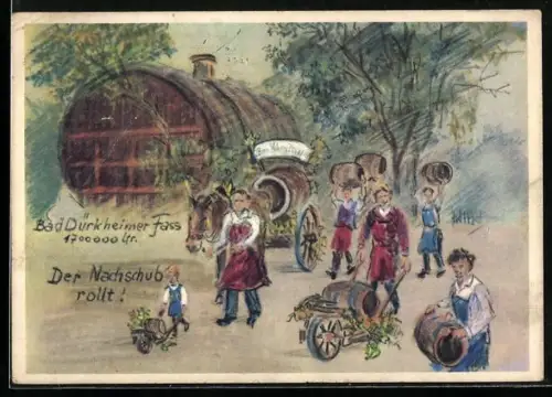 AK Bad Dürkheim, Dürkheimer Fass, Wurstmarkt, Nachschub rollt, Volksfest
