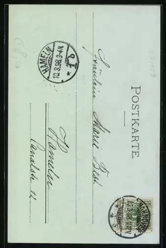 Mondschein-AK Hannover, Marktstrasse im Vollmondlicht