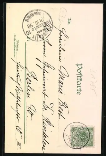 Lithographie Hameln, Klüt Turm, Rattenfänger von Hameln