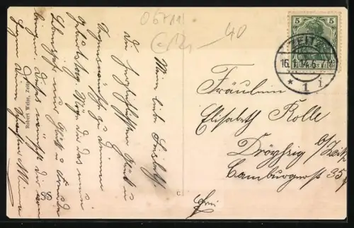 AK Zeitz, Ortsansicht mit Kirche im Passepartout