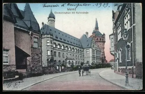 AK Worms, Huttenstrasse mit Eleonorenschule