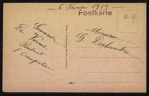 AK Worms, Huttenstrasse mit Eleonorenschule