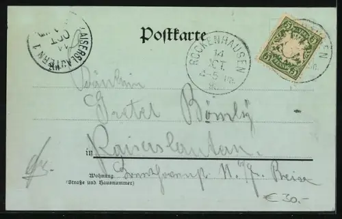 Mondschein-AK Rockenhausen, Ortsansicht vom Berghang aus