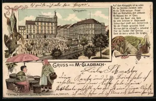 Lithographie M.-Gladbach, Deutsches Haus am Königsplatz