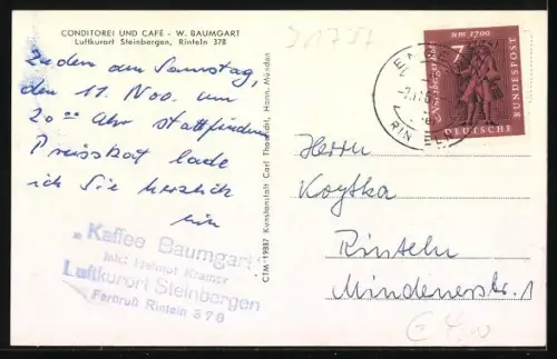 AK Steinbergen, Café Baumgart, Inh. Helmut Kramer