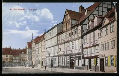 AK Alt-Hannover, Bergstrasse mit Fachwerkhäusern