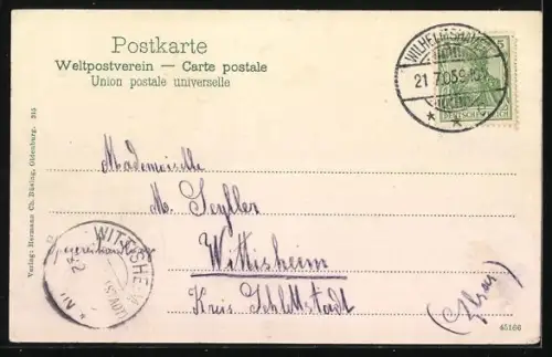 AK Wilhelmshaven, Blick in die Gökerstrasse und den Park mit Wasserturm