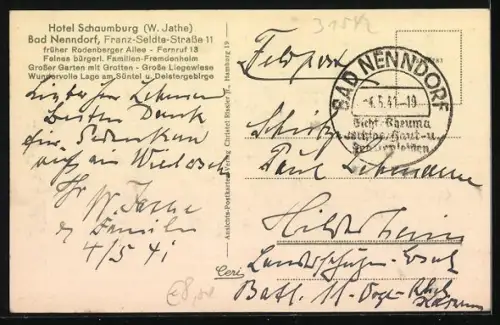 AK Bad Nenndorf, Hotel Schaumburg, Franz-Seldte-Strasse 11, W. Jathe