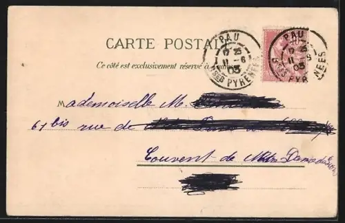 AK Pau, Chaîne des Pyrénées, Vue prise de la Place Royale