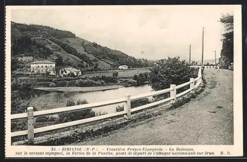 AK Biriatou /B.-P., Frontière Franco-Espagnole, la Bidassoa, Ferme de la Puncha sur le versant espagnol