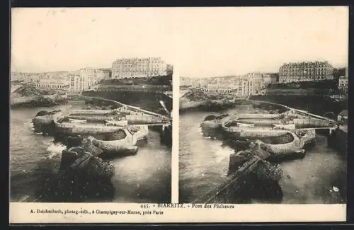 AK Biarritz, Port des Pêcheurs et vue sur les bâtiments en bord de mer