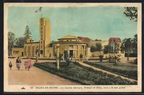 AK Salies-de-Béarn, Le Casino, Huraut, Tribout et Beau, arch., et son jardin