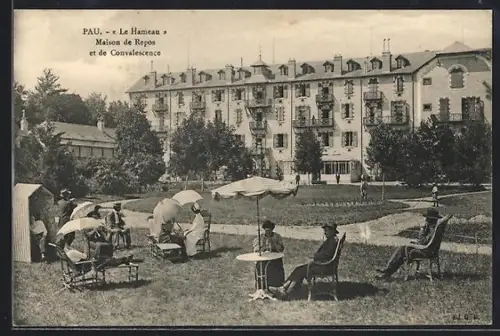AK Pau, Maison de Repos et de Convalescence Le Hameau avec jardin et visiteurs se relaxant