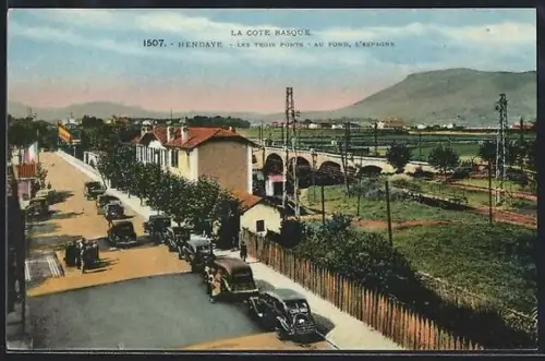 AK Hendaye /La Cote Basque, Les trois ponts au fond, l`Espagne