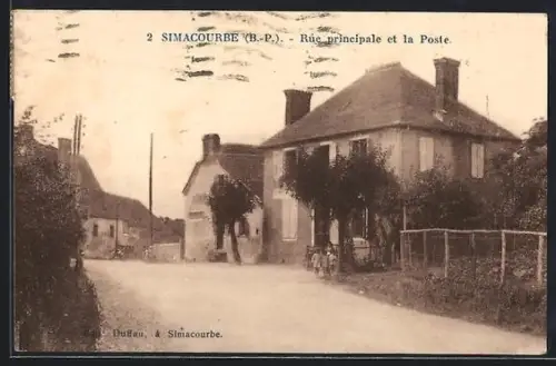 AK Simacourbe /B.-P., Rue principale et la Poste