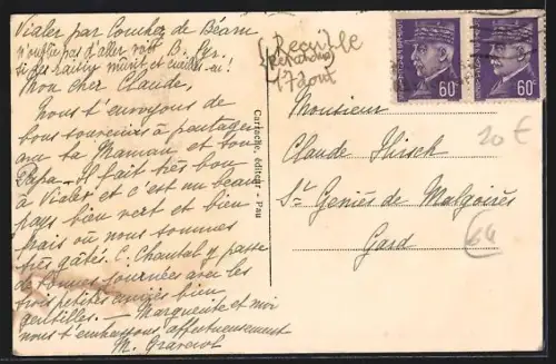 AK Simacourbe /B.-P., Rue principale et la Poste