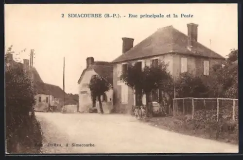 AK Simacourbe /B.-P., Rue principale et la Poste