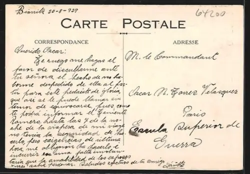 AK Biarritz, Hôtel de la Paix, 1 Place Pordelan, Ch. Fourneau