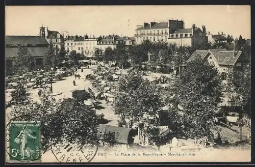 AK Pau, La Place de la République, Marché aux bois