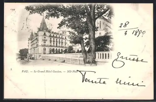AK Pau, Le Grand Hôtel Gassion et l`avenue ombragée