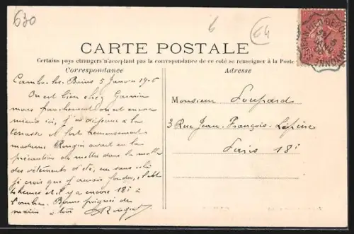 AK Cambo-les-Bains, Hôtel de Paris, Colbert propriétaire