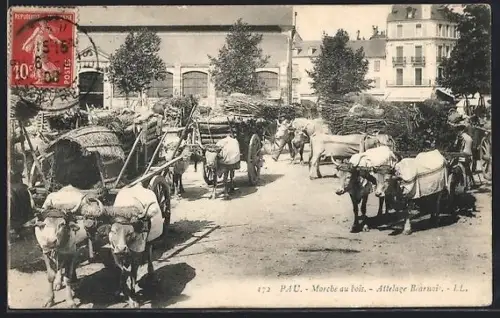 AK Pau, Marché au bois, Attelage Barnais