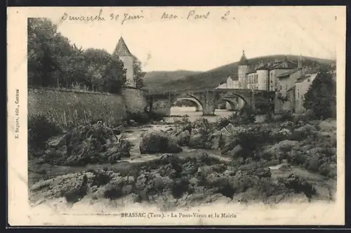 AK Brassac /Tarn, Le Pont-Vieux et la Mairie