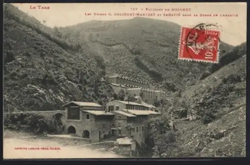 AK Mazamet /Tarn, Les usines G. Galibert-Martrat et Sabatié dans la gorge de l`Arnette