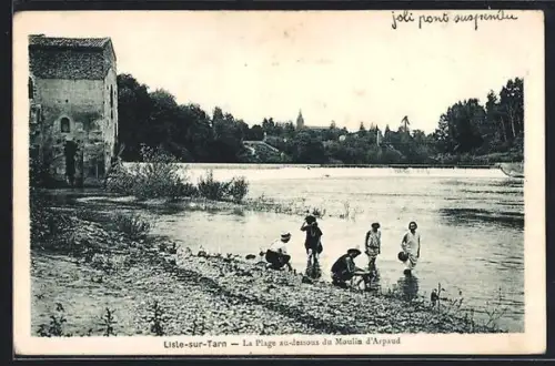 AK Lisle-sur-Tarn, La Plage au-dessous du Moulin d`Arpaud
