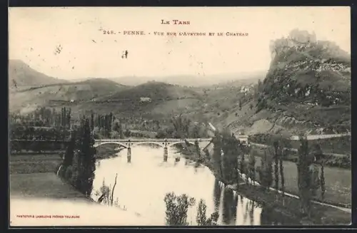 AK Penne, Vue sur l`Aveyron et le château