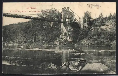 AK St Sulpice /Le Tarn, Pont suspendu sur le Tarn et paysage environnant