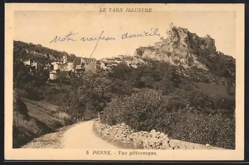 AK Penne /Tarn, Vue pittoresque du village et des formations rocheuses