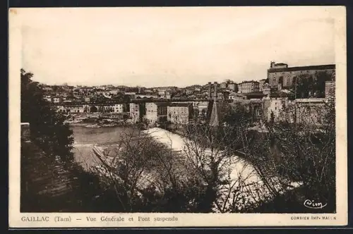 AK Gaillac /Tarn, Vue Générale et Pont suspendu