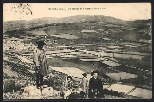 AK Barre /Tarn, Un groupe de Bergers à 1100 mètres