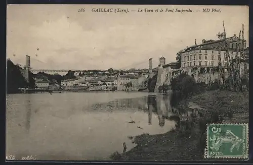 AK Gaillac /Tarn, Le Tarn et le Pont Suspendu