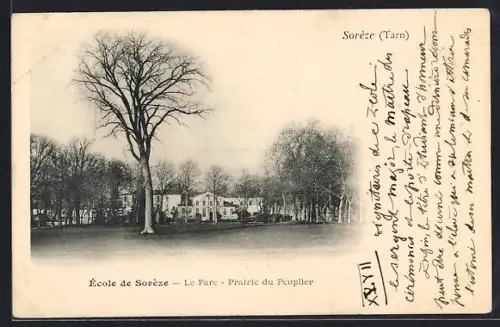 AK Sorèze /Tarn, École de Sorèze, Le Parc, Prairie du Peuplier