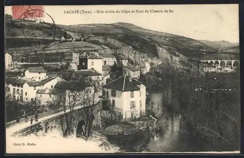 AK Lacaze /Tarn, Rive droite du Gijou et Pont du Chemin de fer