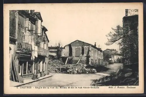AK Castres, Angle de la rue du Milieu et de la rue Anne-Veaute