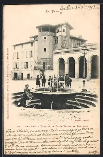 AK Gaillac, Tour de la Place Thiers et Fontaine