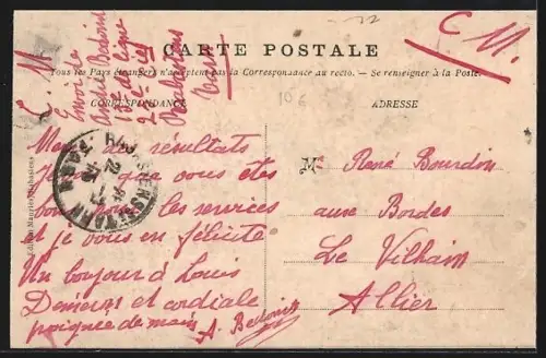 AK Rabastens, Porte Bonheur, scènes diverses dans un papillon décoratif