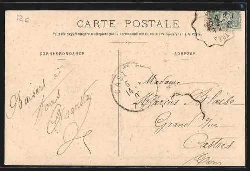 AK Réalmont, Grand Café Raynaud et rue animée