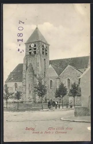 AK Saclay, Église, XIIIe siècle, Route de Paris à Chevreuse
