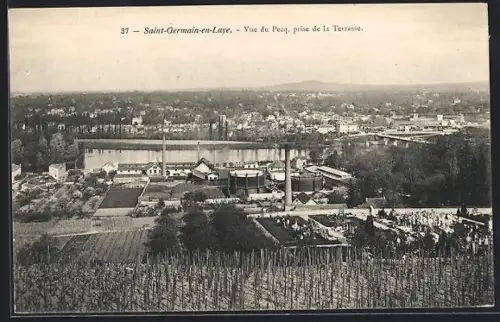 AK Saint-Germain-en-Laye, Vue du Pecq prise de la Terrasse