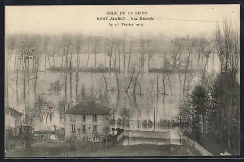 AK Port-Marly, Crue de la Seine, Vue Générale, le 1er Février 1910