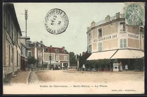AK Saint-Remy, La Place avec l`Hôtel au Bon Coin Café et Restaurant