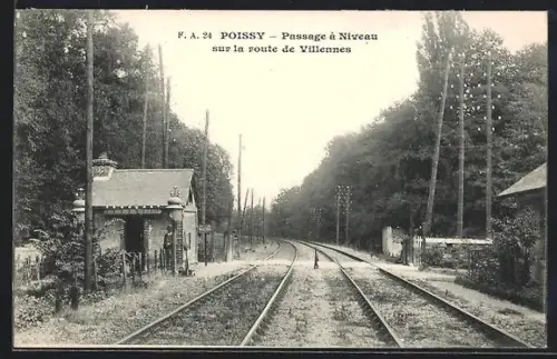 AK Poissy, Passage à Niveau sur la route de Villennes
