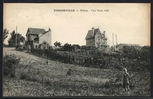 AK Porcheville, Villas, Visé Paris 1100