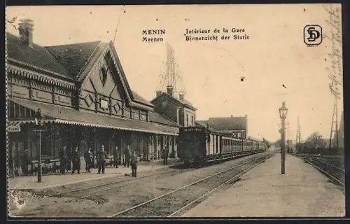 AK Menin / Meenen, Interieur de la Gare, Binnenzicht der Statie, Bahnhof